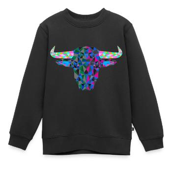 Rind Stier Ochse Hörner Polygon Rinder - Kinder Premium Organic Sweatshirt - Schwarz - Vorne - AI Model Kid Female (0cm)