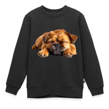 Griffon de Bruxelles - Sweat Premium enfant bio - noir - Devant - AI Model Kid Female (0cm)