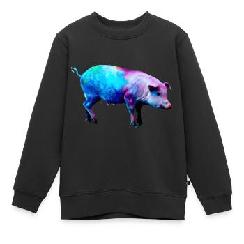 Farbenfrohes Schwein - Kinder Premium Organic Sweatshirt - Schwarz - Vorne - AI Model Kid Female (0cm)