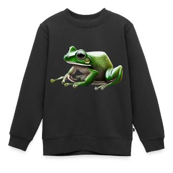 Regenfrosch Wassertropfen Frosch - Kinder Premium Organic Sweatshirt - Schwarz - Vorne - AI Model Kid Female (0cm)