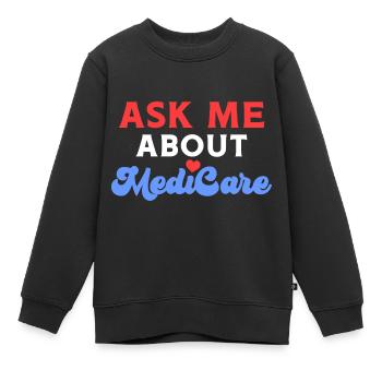 Fragen Sie mich über MediCare - Kinder Premium Organic Sweatshirt - Schwarz - Vorne - AI Model Kid Female (0cm)