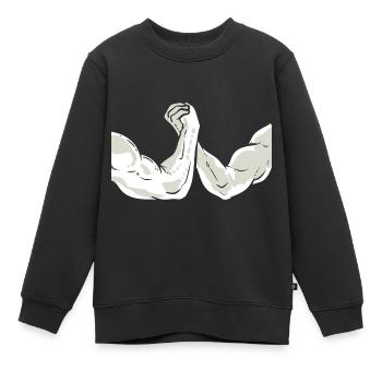Arm Wrestling -Wettbewerb Fitnesstrainer - Kinder Premium Organic Sweatshirt - Schwarz - Vorne - AI Model Kid Female (0cm)