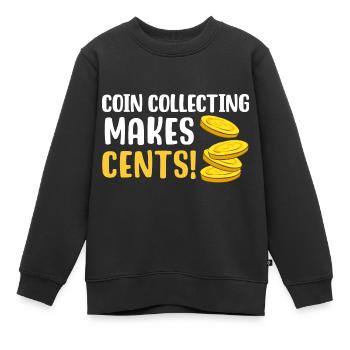 Münzsammeln macht Cents - Kinder Premium Organic Sweatshirt - Schwarz - Vorne - AI Model Kid Female (0cm)