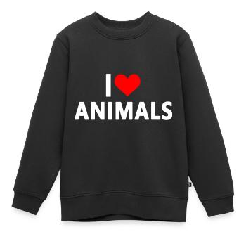 Animaux - j'aime les animaux - Sweat Premium enfant bio - noir - Devant - AI Model Kid Female (0cm)