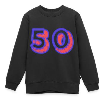 50. 50 ANS. 50e ANNIVERSAIRE. ANNIVERSAIRE 50 ANS. - Sweat Premium enfant bio - noir - Devant - AI Model Kid Female (0cm)