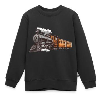 Dampflok auf Tour - Kinder Premium Organic Sweatshirt - Schwarz - Vorne - AI Model Kid Female (0cm)