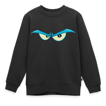 Mauvais regard T-shirt &sweat à capuche - yeux bleus, mauvais yeux - Sweat Premium enfant bio - noir - Devant - AI Model Kid Female (0cm)
