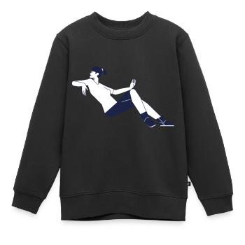Urban Line - femme assise et relaxante - Sweat Premium enfant bio - noir - Devant - AI Model Kid Female (0cm)