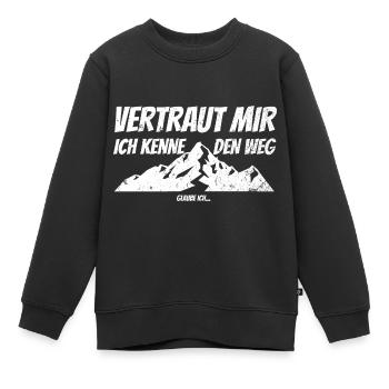 Vertraut mir ich kenne den Weg - Wandern Berge - Kinder Premium Organic Sweatshirt - Schwarz - Vorne - AI Model Kid Female (0cm)
