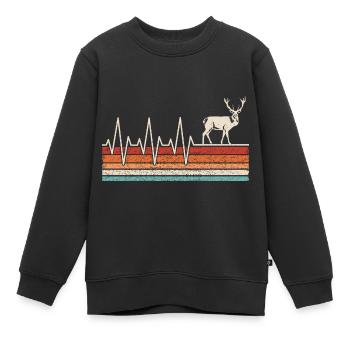Hirsch Herzschlag - Kinder Premium Organic Sweatshirt - Schwarz - Vorne - AI Model Kid Female (0cm)