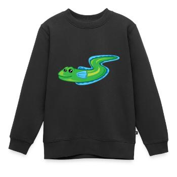 Dessin animé anguille - Sweat Premium enfant bio - noir - Devant - AI Model Kid Female (0cm)