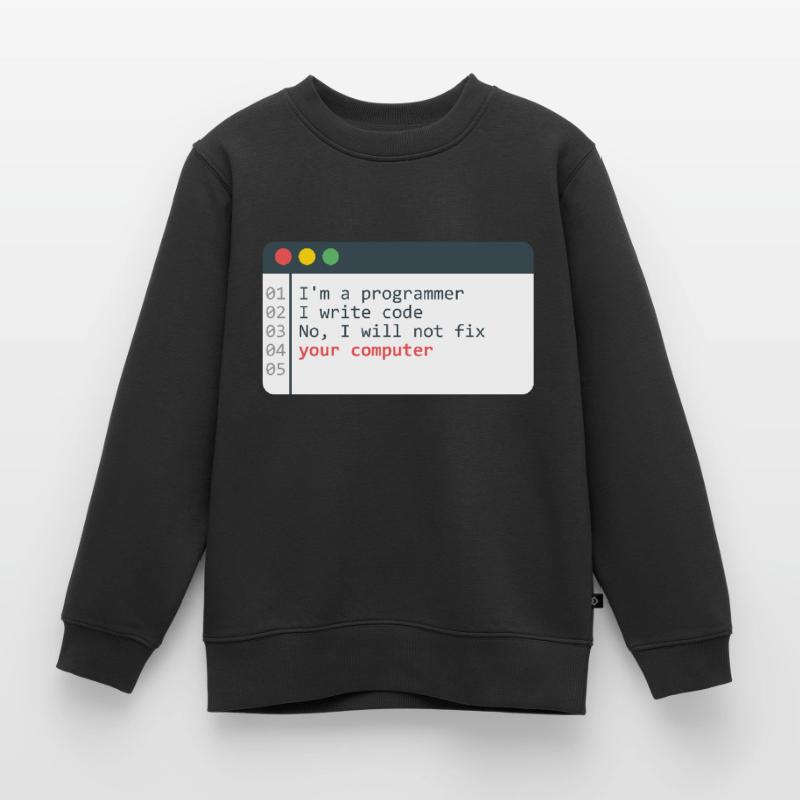 Programmeur HTML Programmation de codage de codeur informatique Sweat Premium enfant bio