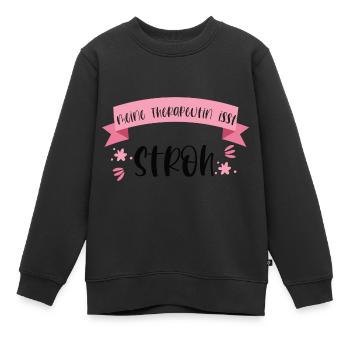 Lustiger Pferde Spruch Reiten Therapeutin Stroh - Kinder Premium Organic Sweatshirt - Schwarz - Vorne - AI Model Kid Female (0cm)