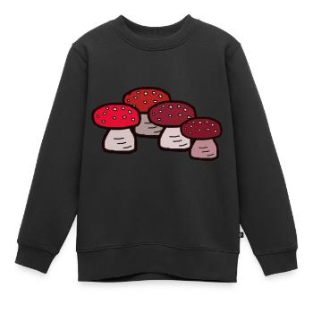 Oktober Wald Pilze Fliegenpilze Giftig Gift - Kinder Premium Organic Sweatshirt - Schwarz - Vorne - AI Model Kid Female (0cm)