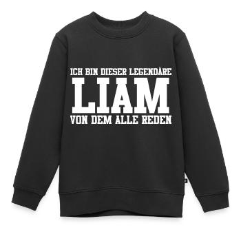 Liam Name Design - Kinder Premium Organic Sweatshirt - Schwarz - Vorne - AI Model Kid Female (0cm)