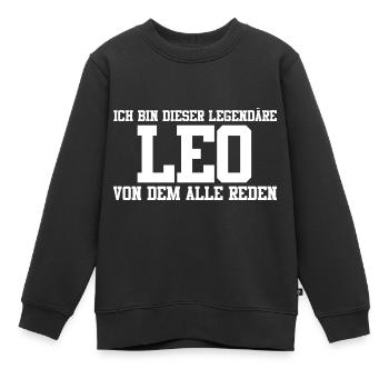Leo Name Design - Kinder Premium Organic Sweatshirt - Schwarz - Vorne - AI Model Kid Female (0cm)
