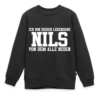 Nils Name Design - Kinder Premium Organic Sweatshirt - Schwarz - Vorne - AI Model Kid Female (0cm)