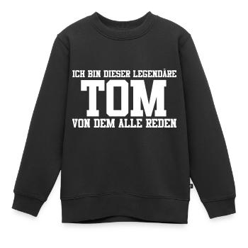 Tom Name Design - Kinder Premium Organic Sweatshirt - Schwarz - Vorne - AI Model Kid Female (0cm)