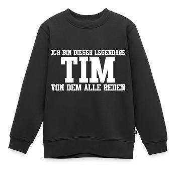 Tim Name Design - Kinder Premium Organic Sweatshirt - Schwarz - Vorne - AI Model Kid Female (0cm)