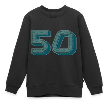 50. 50 ANS. 50e ANNIVERSAIRE. ANNIVERSAIRE 50 ANS. - Sweat Premium enfant bio - noir - Devant - AI Model Kid Female (0cm)