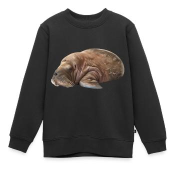 Walross - Kinder Premium Organic Sweatshirt - Schwarz - Vorne - AI Model Kid Female (0cm)
