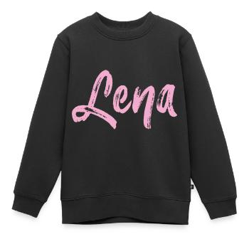 lena,name,cursive,pink,font - Kids Premium Organic Sweatshirt - black - Front - AI Model Kid Female (0cm)