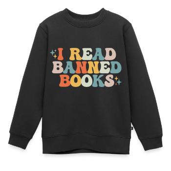 Je lis des livres interdits - Sweat Premium enfant bio - noir - Devant - AI Model Kid Female (0cm)