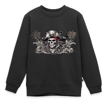 Pirat Jolly Roger Piratenflagge Totenkopf Piraten - Kinder Premium Organic Sweatshirt - Schwarz - Vorne - AI Model Kid Female (0cm)