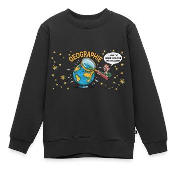 Lustig Geografie Die ganze Welt auf den Schultern - Kinder Premium Organic Sweatshirt - Schwarz - Vorne - AI Model Kid Female (0cm)