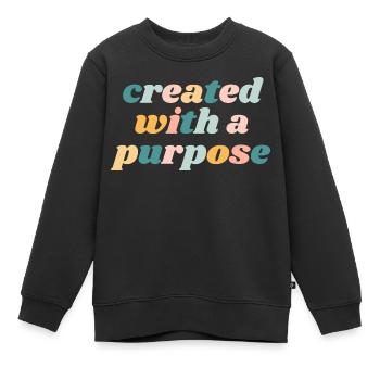 Créé avec un but - Christian - Sweat Premium enfant bio - noir - Devant - AI Model Kid Female (0cm)