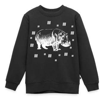 Nilpferd - Safari Wildnis Afrika - Kinder Premium Organic Sweatshirt - Schwarz - Vorne - AI Model Kid Female (0cm)
