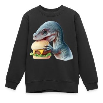 Cheeseburger Dinosauerier - Kinder Premium Organic Sweatshirt - Schwarz - Vorne - AI Model Kid Female (0cm)
