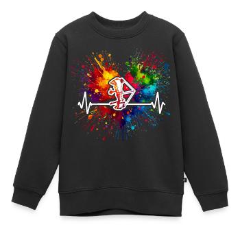 Bogenschießen Herzschlag - Kinder Premium Organic Sweatshirt - Schwarz - Vorne - AI Model Kid Female (0cm)
