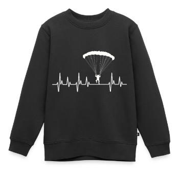 Fallschirm Fallschirmsprung Shirt Herzschlag Mann - Kinder Premium Organic Sweatshirt - Schwarz - Vorne - AI Model Kid Female (0cm)