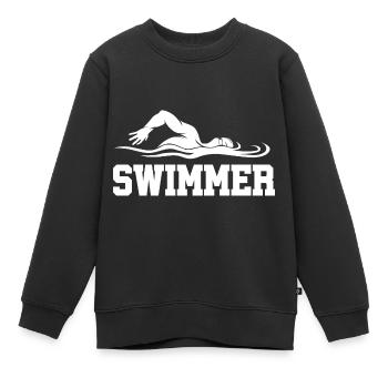 Schwimmen Schwimmer Sport Meer Swimmer Sportler - Kinder Premium Organic Sweatshirt - Schwarz - Vorne - AI Model Kid Female (0cm)