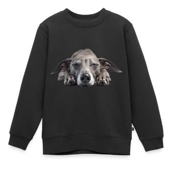 Lévrier italien - Sweat Premium enfant bio - noir - Devant - AI Model Kid Female (0cm)
