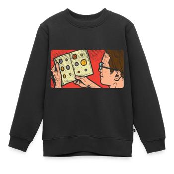 Münzsammler liest sein Album - Kinder Premium Organic Sweatshirt - Schwarz - Vorne - AI Model Kid Female (0cm)