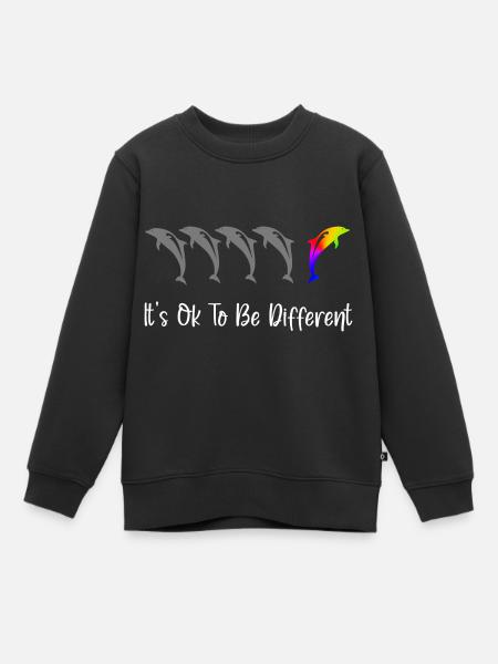 Es ist in Ordnung, anders zu sein - Delfine - Kinder Premium Organic Sweatshirt - Schwarz