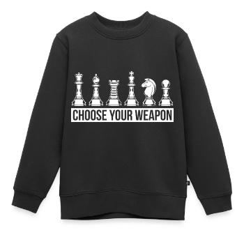 Schachmatt Brettspiel Schach - Kinder Premium Organic Sweatshirt - Schwarz - Vorne - AI Model Kid Female (0cm)