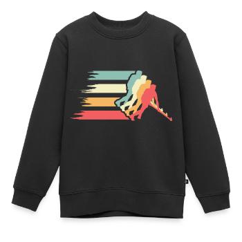 Hockey -Jahrgang Professioneller Hockeyspieler Gif - Kinder Premium Organic Sweatshirt - Schwarz - Vorne - AI Model Kid Female (0cm)