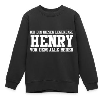 Henry Name Design - Kinder Premium Organic Sweatshirt - Schwarz - Vorne - AI Model Kid Female (0cm)