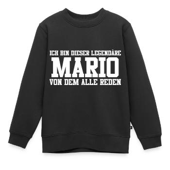 Mario Name Design - Kinder Premium Organic Sweatshirt - Schwarz - Vorne - AI Model Kid Female (0cm)