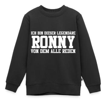 Ronny Name Design - Kinder Premium Organic Sweatshirt - Schwarz - Vorne - AI Model Kid Female (0cm)
