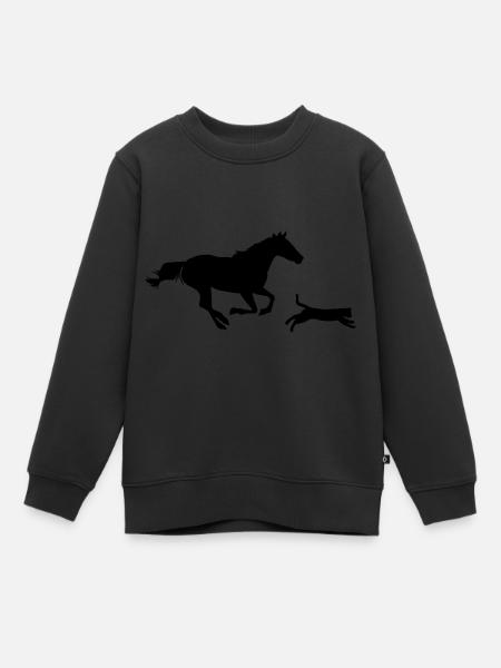 Cheval et chat - Sweat Premium enfant bio - noir
