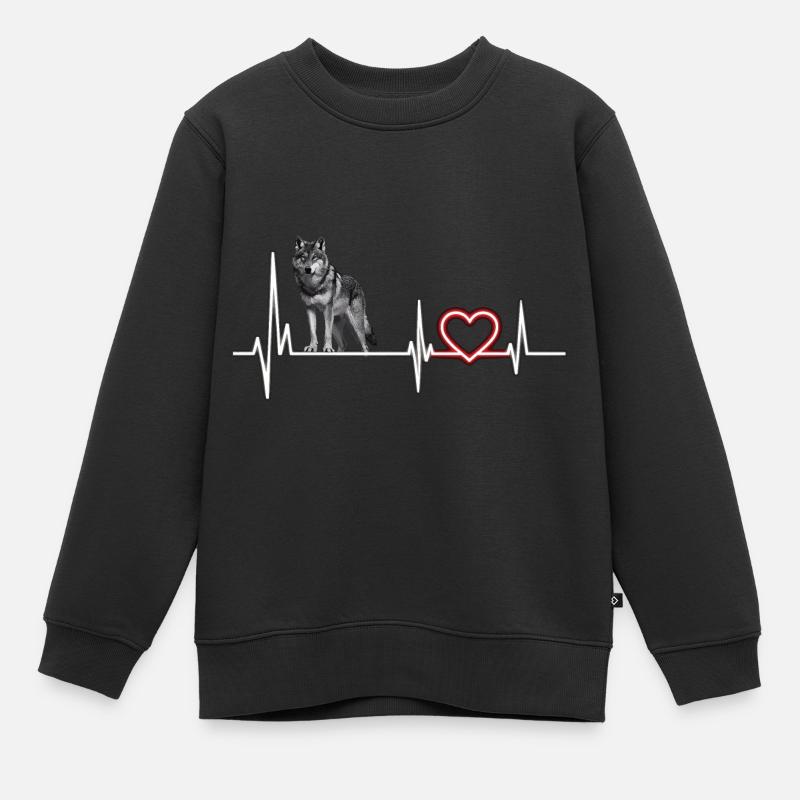 Wolf - Kinder Premium Organic Sweatshirt - Schwarz