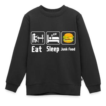 Mangez de la malbouffe de sommeil - Sweat Premium enfant bio - noir - Devant - AI Model Kid Female (0cm)