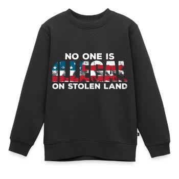 No one is illegal per immigration - Kids Premium Organic Sweatshirt - black - Front - AI Model Kid Female (0cm)