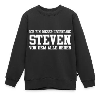 Steven Name Design - Kinder Premium Organic Sweatshirt - Schwarz - Vorne - AI Model Kid Female (0cm)