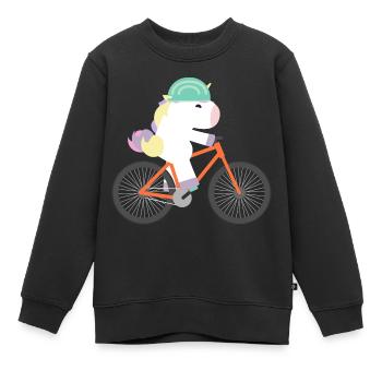 Licorne Roule à vélo - Sweat Premium enfant bio - noir - Devant - AI Model Kid Female (0cm)
