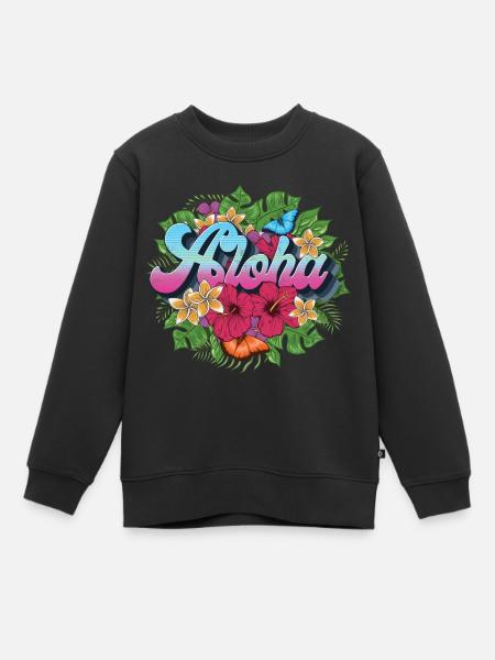 Aloha Blume für einen Hawaii-Liebhaber und Surfer - Kinder Premium Organic Sweatshirt - Schwarz